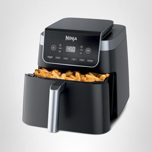 Ninja | Air Fryer Pro XL | 6.5QT Capacity fits up to 9lbs of Wings| 7-in-1 Max Crisp, Broil, Air Fry, Roast, Bake, Reheat & Dehydrate | Dishwasher Safe Parts | Space Saving | Grey | AF182AMZ