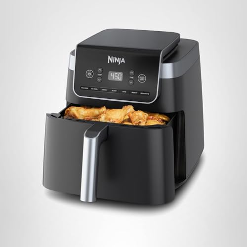 Ninja | Air Fryer Pro XL | 6.5QT Capacity fits up to 9lbs of Wings| 7-in-1 Max Crisp, Broil, Air Fry, Roast, Bake, Reheat & Dehydrate | Dishwasher Safe Parts | Space Saving | Grey | AF182AMZ