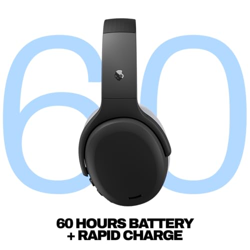 Skullcandy Crusher ANC 2 Wireless Over-Ear Bluetooth Headphones with Extra USB-C Charging Cable, Multi-Sensory Bass, Active Noise Cancelling, 60 Hours Battery, Microphone iPhone Android - True Black