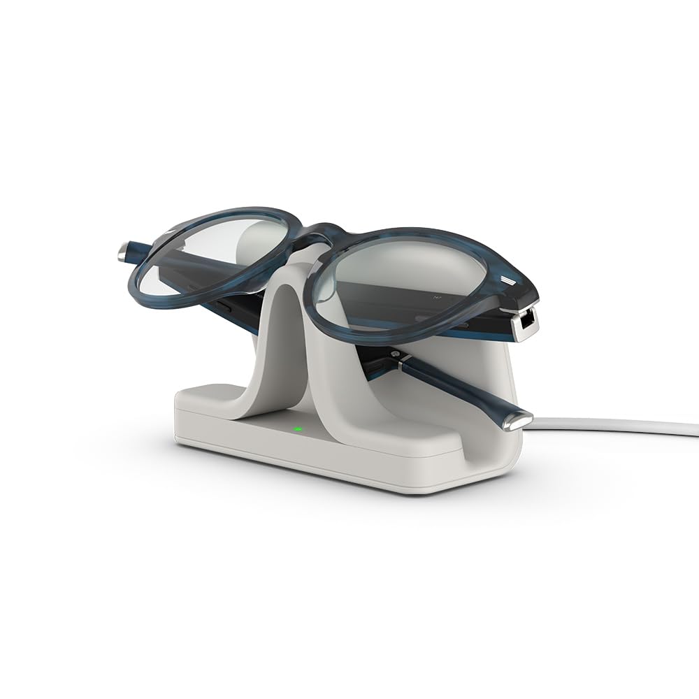 Amazon Echo Frames (newest model) + Echo Show 8 (newest model), Smart Glasses with Alexa, Rectangle frames in Classic Black with blue light filtering lenses