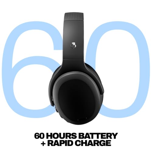 Skullcandy Crusher ANC 2 Wireless Over-Ear Bluetooth Headphones with Extra USB-C Charging Cable, Multi-Sensory Bass, Active Noise Cancelling, 60 Hours Battery, Microphone iPhone Android - True Black