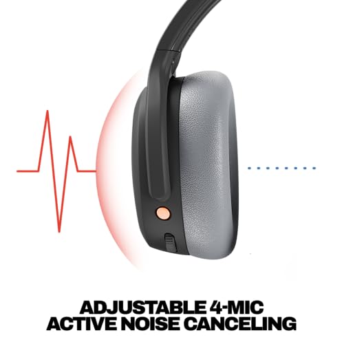 Skullcandy Crusher ANC 2 Wireless Over-Ear Bluetooth Headphones with Extra USB-C Charging Cable, Multi-Sensory Bass, Active Noise Cancelling, 60 Hours Battery, Microphone iPhone Android - True Black