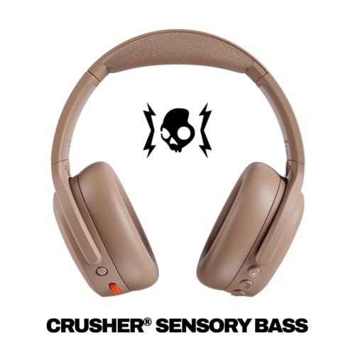 Skullcandy Crusher ANC 2 Wireless Over-Ear Bluetooth Headphones with Extra USB-C Charging Cable, Multi-Sensory Bass, Active Noise Cancelling, 60 Hours Battery, Microphone iPhone Android - True Black