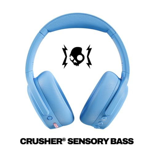 Skullcandy Crusher ANC 2 Wireless Over-Ear Bluetooth Headphones with Extra USB-C Charging Cable, Multi-Sensory Bass, Active Noise Cancelling, 60 Hours Battery, Microphone iPhone Android - True Black