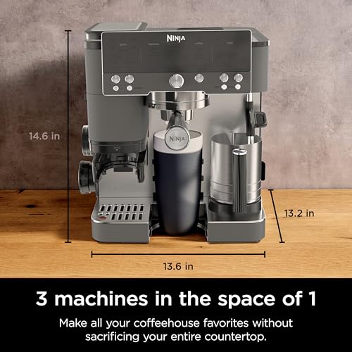 Ninja Luxe Café 3-in-1 Espresso, Drip Coffee and Cold Brew Machine | Intergrated Coffee Grinder, Milk Frother, Assisted Tamper & Built-In Espresso Accessory Storage | Stainless Steel | ES601