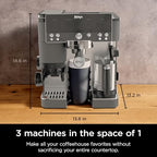 Ninja Luxe Café 3-in-1 Espresso, Drip Coffee and Cold Brew Machine | Intergrated Coffee Grinder, Milk Frother, Assisted Tamper & Built-In Espresso Accessory Storage | Stainless Steel | ES601