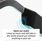 Amazon Echo Frames (newest model) + Echo Show 8 (newest model), Smart Glasses with Alexa, Rectangle frames in Classic Black with blue light filtering lenses