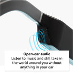 Amazon Echo Frames (newest model) + Echo Show 8 (newest model), Smart Glasses with Alexa, Rectangle frames in Classic Black with blue light filtering lenses