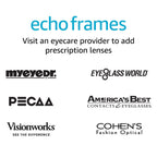 Amazon Echo Frames (newest model) + Echo Show 8 (newest model), Smart Glasses with Alexa, Rectangle frames in Classic Black with blue light filtering lenses