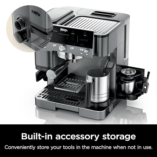 Ninja Luxe Café 3-in-1 Espresso, Drip Coffee and Cold Brew Machine | Intergrated Coffee Grinder, Milk Frother, Assisted Tamper & Built-In Espresso Accessory Storage | Stainless Steel | ES601