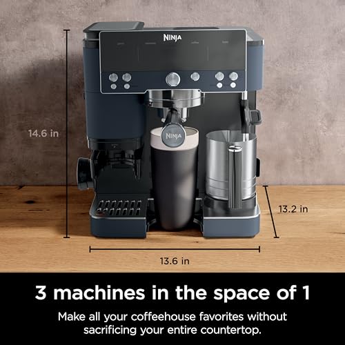Ninja Luxe Café 3-in-1 Espresso, Drip Coffee and Cold Brew Machine | Intergrated Coffee Grinder, Milk Frother, Assisted Tamper & Built-In Espresso Accessory Storage | Stainless Steel | ES601