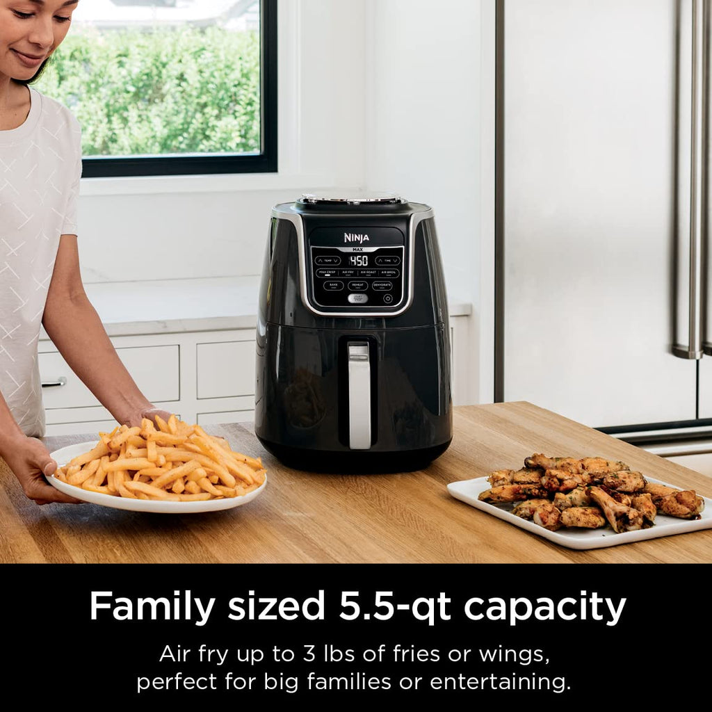 Ninja | Air Fryer Pro XL | 6.5QT Capacity fits up to 9lbs of Wings| 7-in-1 Max Crisp, Broil, Air Fry, Roast, Bake, Reheat & Dehydrate | Dishwasher Safe Parts | Space Saving | Grey | AF182AMZ