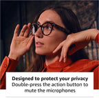 Amazon Echo Frames (newest model) + Echo Show 8 (newest model), Smart Glasses with Alexa, Rectangle frames in Classic Black with blue light filtering lenses