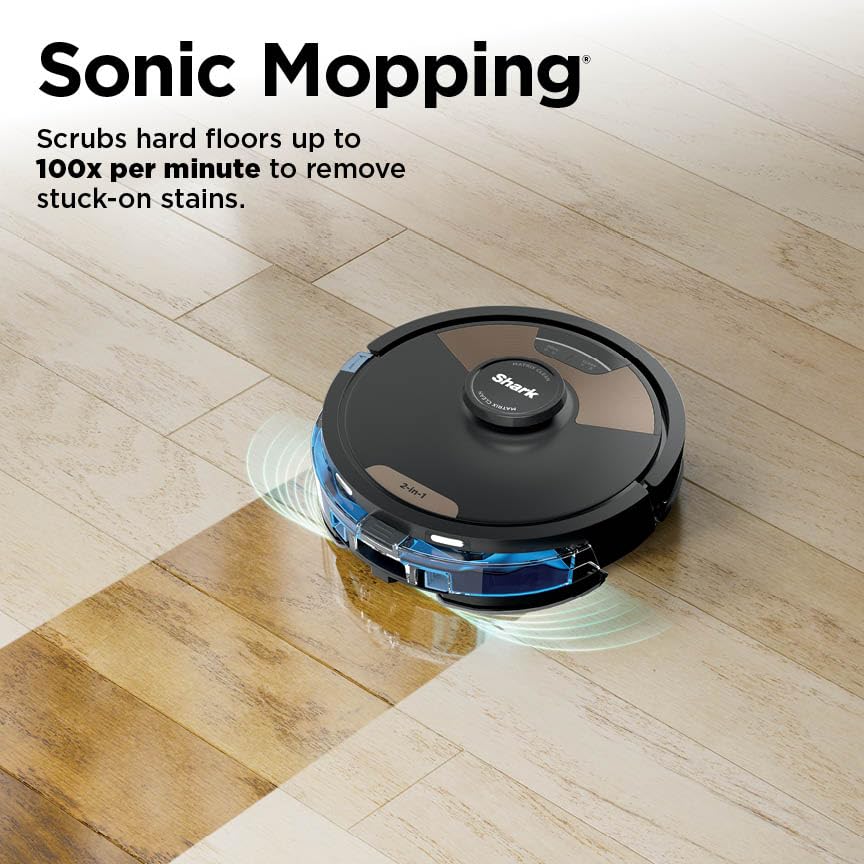 Shark Robot Vacuum & Mop Combo, Powerful Suction, Matrix Plus, 60-Day Debris Capacity, HEPA Bagless Self Empty Base, Sonic Mopping, Home Mapping for Pet Hair - Carpets & Hardfloor, AV2610WA