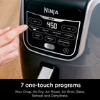 Ninja | Air Fryer Pro XL | 6.5QT Capacity fits up to 9lbs of Wings| 7-in-1 Max Crisp, Broil, Air Fry, Roast, Bake, Reheat & Dehydrate | Dishwasher Safe Parts | Space Saving | Grey | AF182AMZ