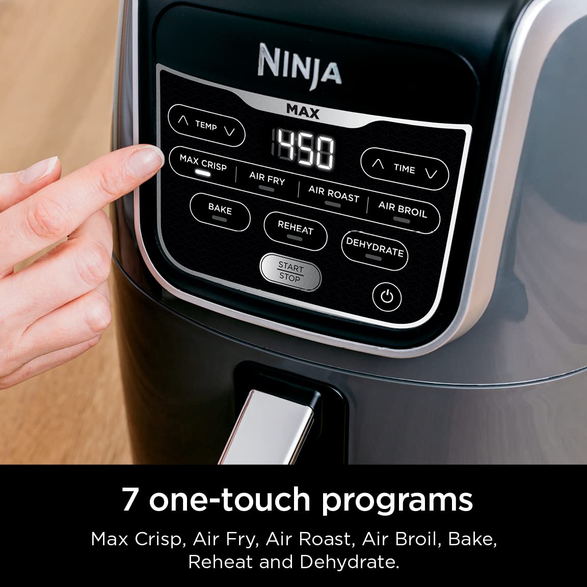 Ninja | Air Fryer Pro XL | 6.5QT Capacity fits up to 9lbs of Wings| 7-in-1 Max Crisp, Broil, Air Fry, Roast, Bake, Reheat & Dehydrate | Dishwasher Safe Parts | Space Saving | Grey | AF182AMZ