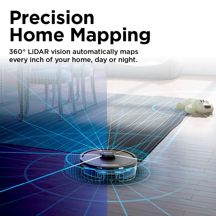 Shark Robot Vacuum & Mop Combo, Powerful Suction, Matrix Plus, 60-Day Debris Capacity, HEPA Bagless Self Empty Base, Sonic Mopping, Home Mapping for Pet Hair - Carpets & Hardfloor, AV2610WA