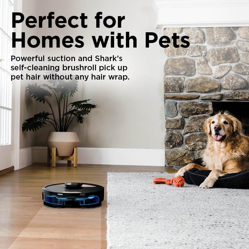 Shark Robot Vacuum & Mop Combo, Powerful Suction, Matrix Plus, 60-Day Debris Capacity, HEPA Bagless Self Empty Base, Sonic Mopping, Home Mapping for Pet Hair - Carpets & Hardfloor, AV2610WA