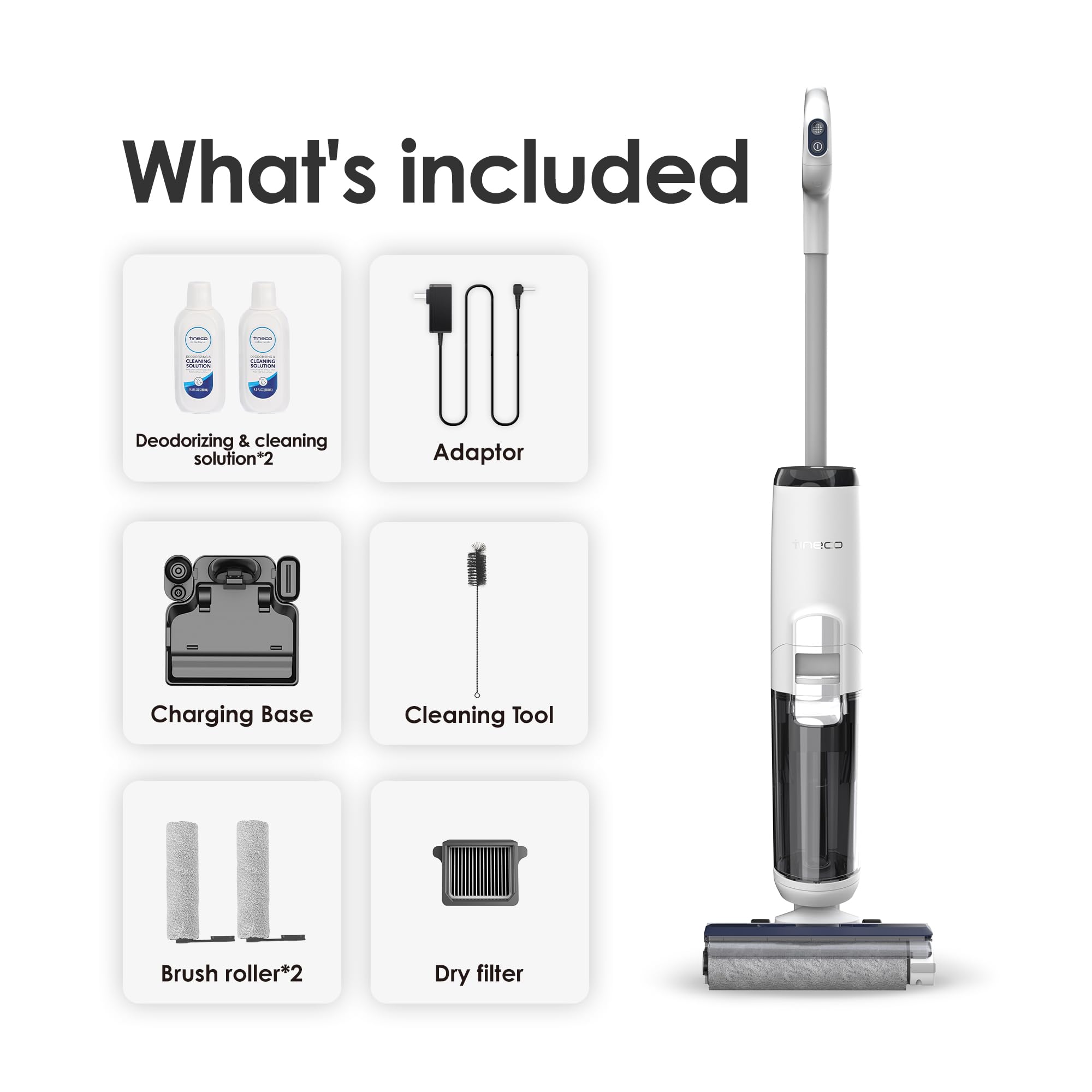 Tineco Smart Wet Dry Vacuum Cleaners, Floor Cleaner Mop 2-in-1 Cordless Vacuum for Multi-Surface, Lightweight and Handheld, Floor ONE S5 Combo