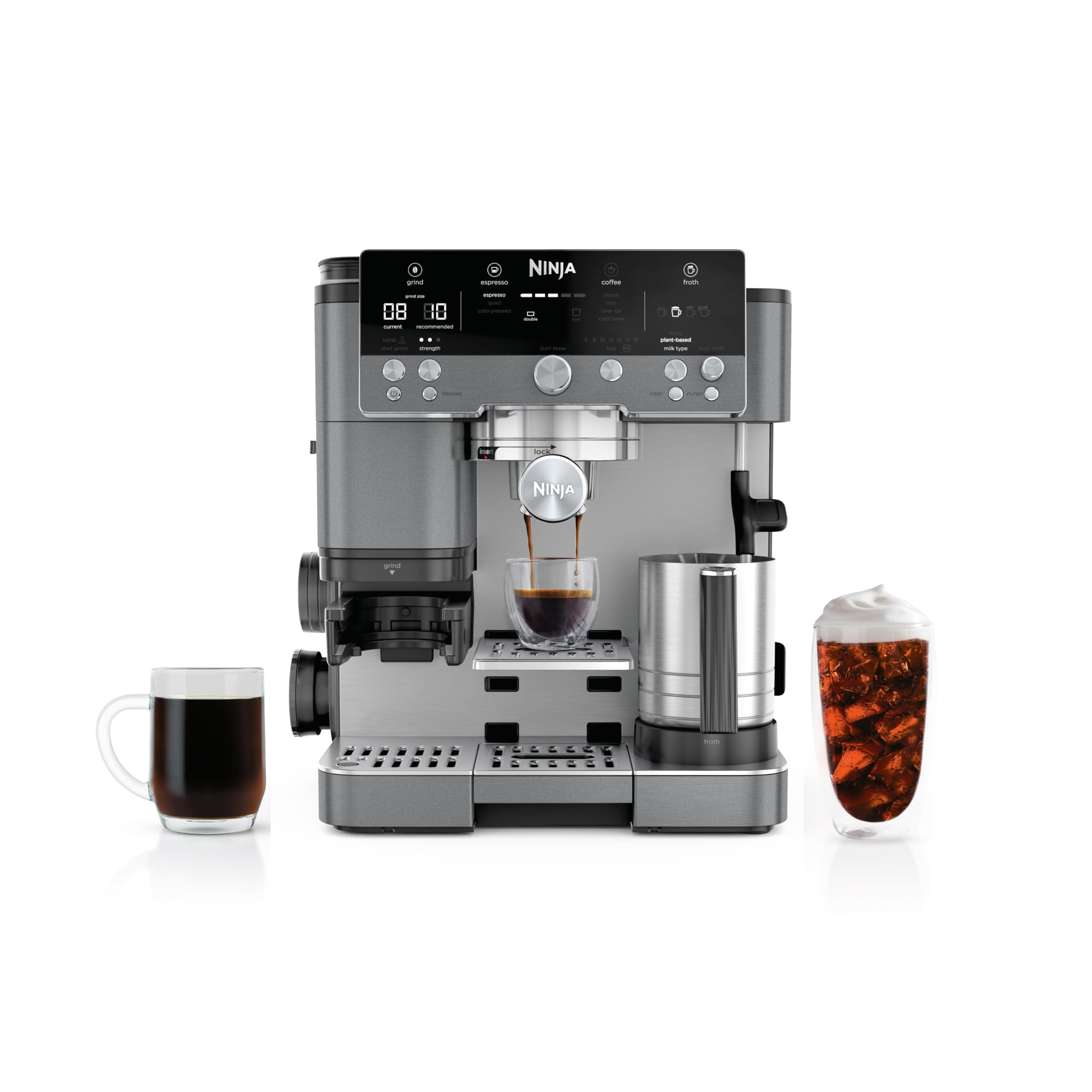 Ninja Luxe Café 3-in-1 Espresso, Drip Coffee and Cold Brew Machine | Intergrated Coffee Grinder, Milk Frother, Assisted Tamper & Built-In Espresso Accessory Storage | Stainless Steel | ES601
