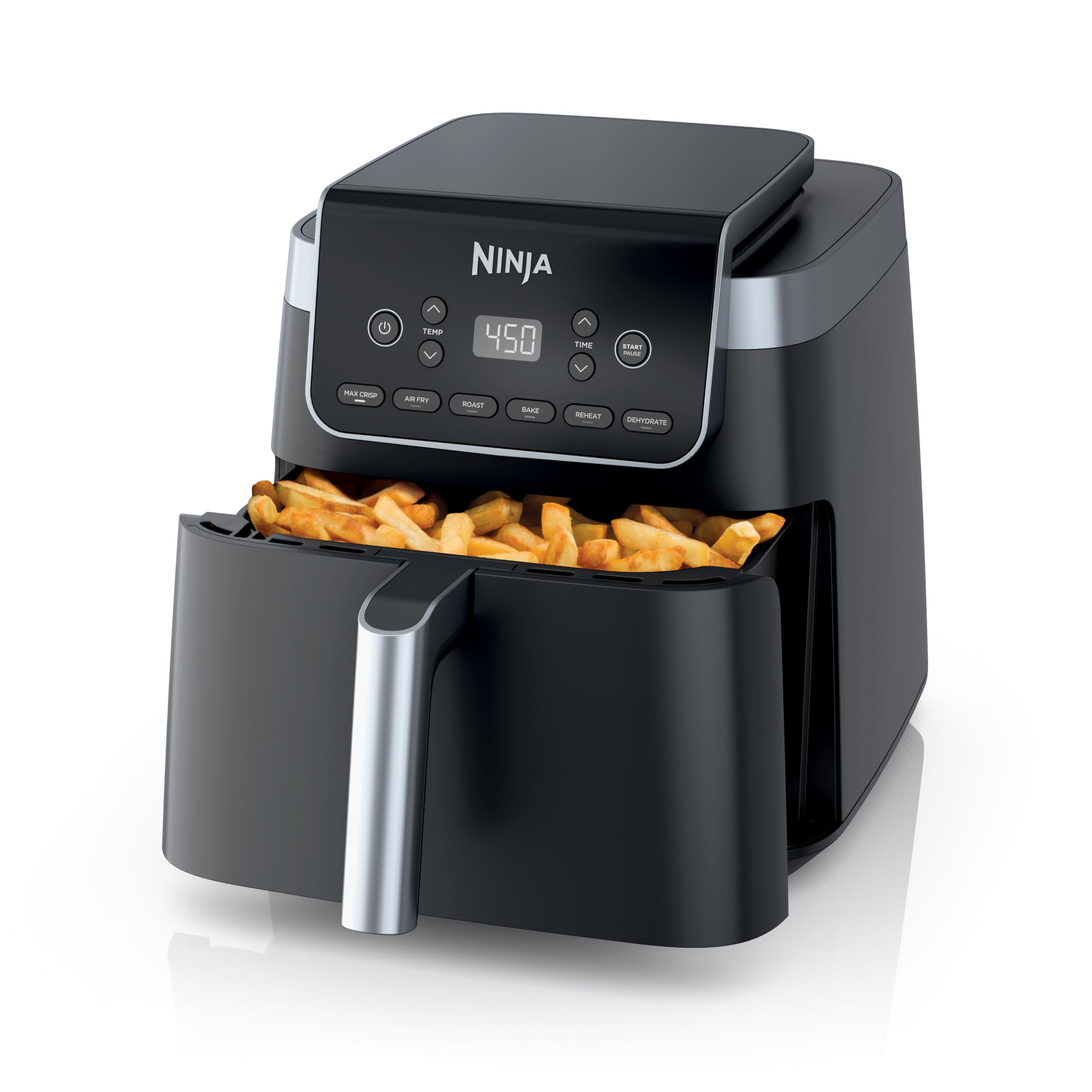 Ninja | Air Fryer Pro XL | 6.5QT Capacity fits up to 9lbs of Wings| 7-in-1 Max Crisp, Broil, Air Fry, Roast, Bake, Reheat & Dehydrate | Dishwasher Safe Parts | Space Saving | Grey | AF182AMZ