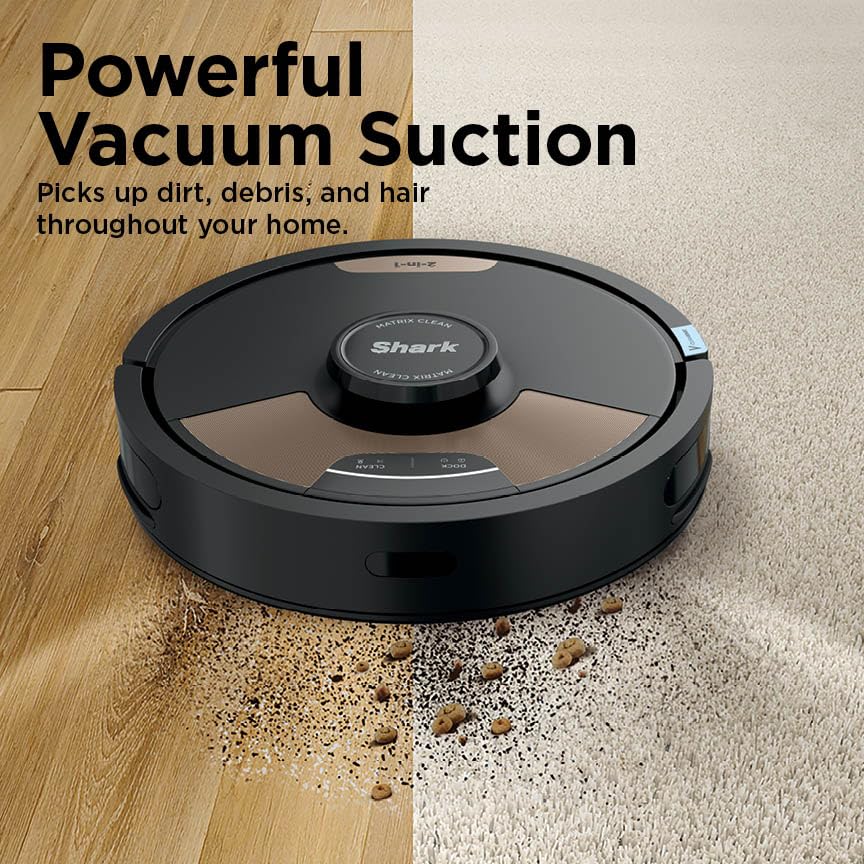 Shark Robot Vacuum & Mop Combo, Powerful Suction, Matrix Plus, 60-Day Debris Capacity, HEPA Bagless Self Empty Base, Sonic Mopping, Home Mapping for Pet Hair - Carpets & Hardfloor, AV2610WA