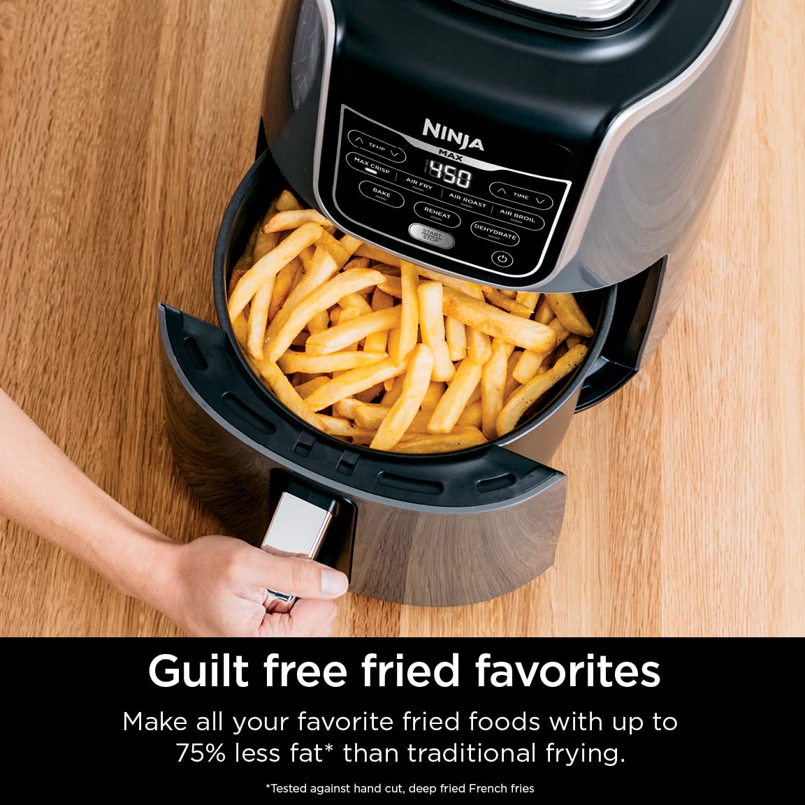 Ninja | Air Fryer Pro XL | 6.5QT Capacity fits up to 9lbs of Wings| 7-in-1 Max Crisp, Broil, Air Fry, Roast, Bake, Reheat & Dehydrate | Dishwasher Safe Parts | Space Saving | Grey | AF182AMZ