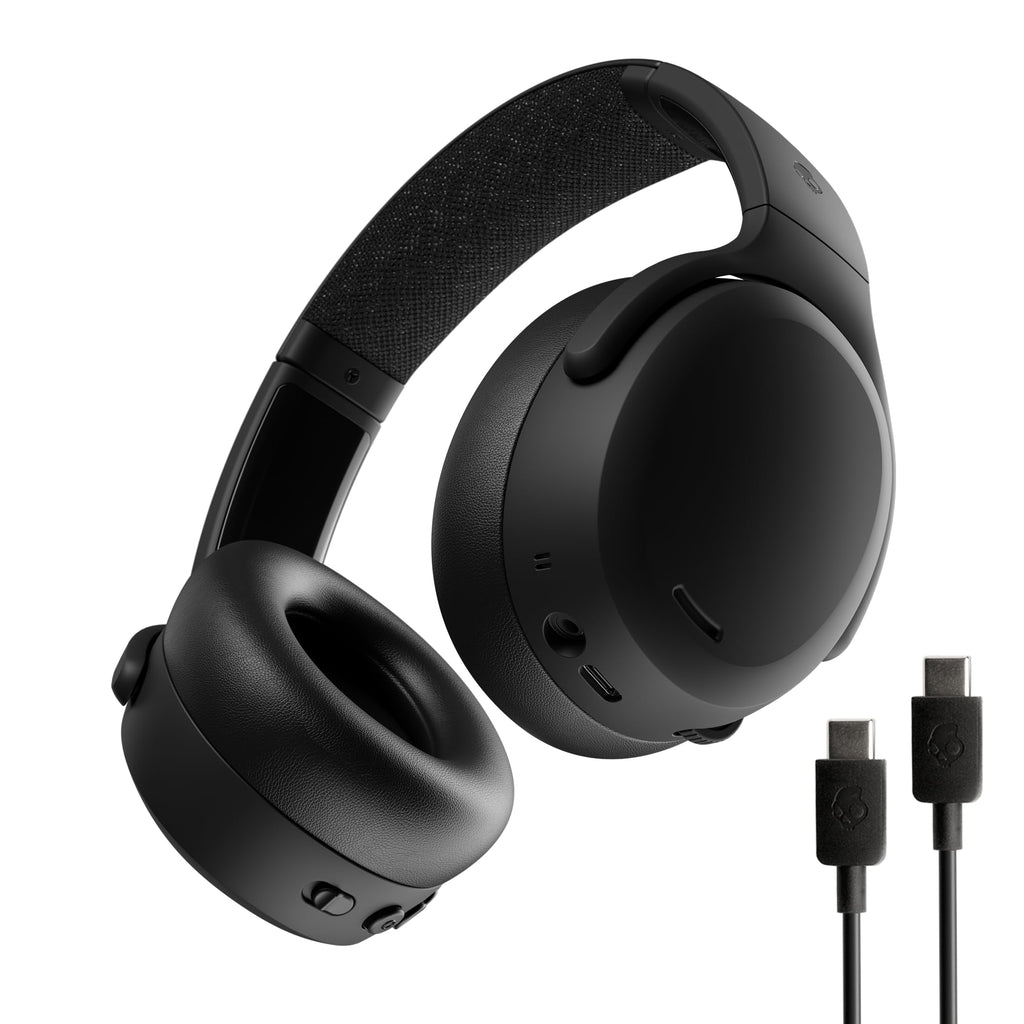 Skullcandy Crusher ANC 2 Wireless Over-Ear Bluetooth Headphones with Extra USB-C Charging Cable, Multi-Sensory Bass, Active Noise Cancelling, 60 Hours Battery, Microphone iPhone Android - True Black