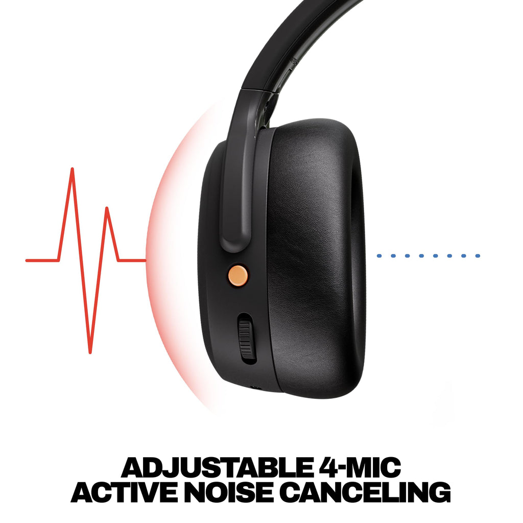 Skullcandy Crusher ANC 2 Wireless Over-Ear Bluetooth Headphones with Extra USB-C Charging Cable, Multi-Sensory Bass, Active Noise Cancelling, 60 Hours Battery, Microphone iPhone Android - True Black