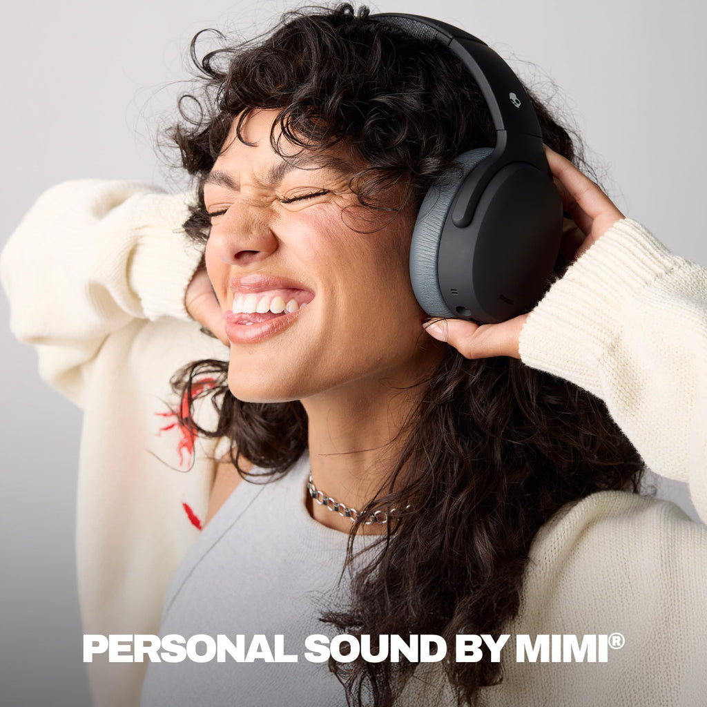 Skullcandy Crusher ANC 2 Wireless Over-Ear Bluetooth Headphones with Extra USB-C Charging Cable, Multi-Sensory Bass, Active Noise Cancelling, 60 Hours Battery, Microphone iPhone Android - True Black