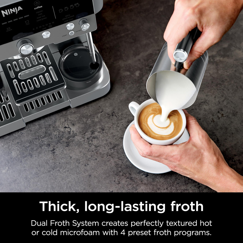 Ninja Luxe Café 3-in-1 Espresso, Drip Coffee and Cold Brew Machine | Intergrated Coffee Grinder, Milk Frother, Assisted Tamper & Built-In Espresso Accessory Storage | Stainless Steel | ES601