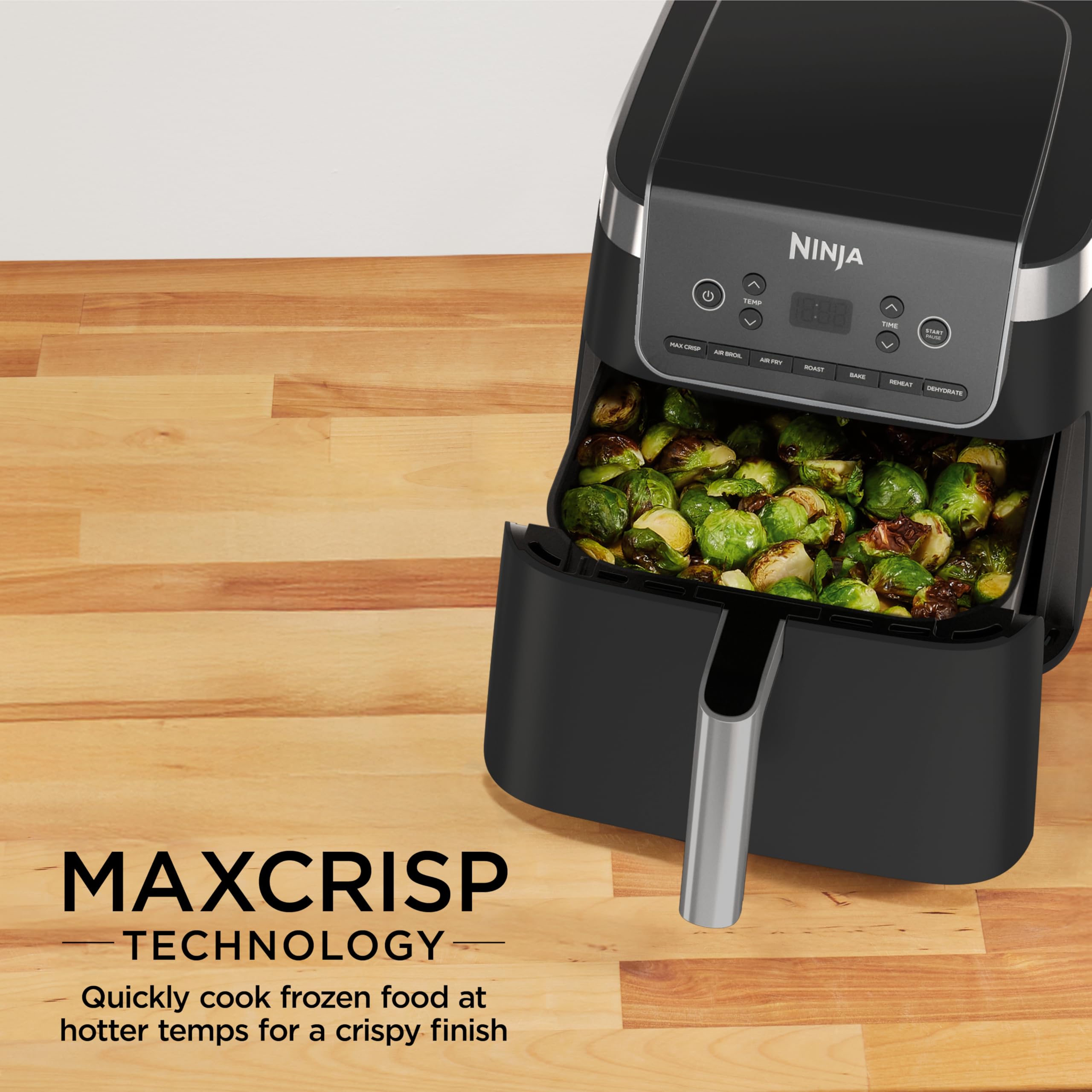 Ninja | Air Fryer Pro XL | 6.5QT Capacity fits up to 9lbs of Wings| 7-in-1 Max Crisp, Broil, Air Fry, Roast, Bake, Reheat & Dehydrate | Dishwasher Safe Parts | Space Saving | Grey | AF182AMZ