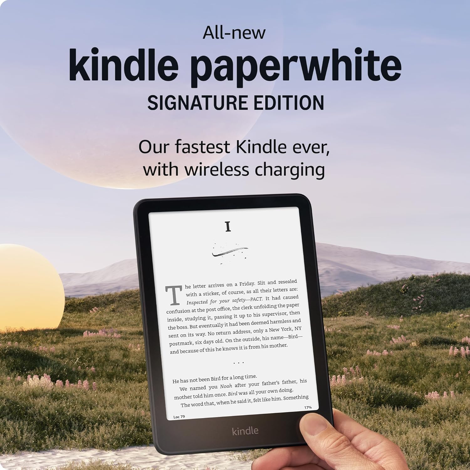 Kindle Paperwhite Signature Edition Essentials Bundle including All-new Kindle Paperwhite Signature Edition (32GB) - Black, Fabric Cover - Black, and Wireless Charging Dock
