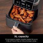 Ninja | Air Fryer Pro XL | 6.5QT Capacity fits up to 9lbs of Wings| 7-in-1 Max Crisp, Broil, Air Fry, Roast, Bake, Reheat & Dehydrate | Dishwasher Safe Parts | Space Saving | Grey | AF182AMZ
