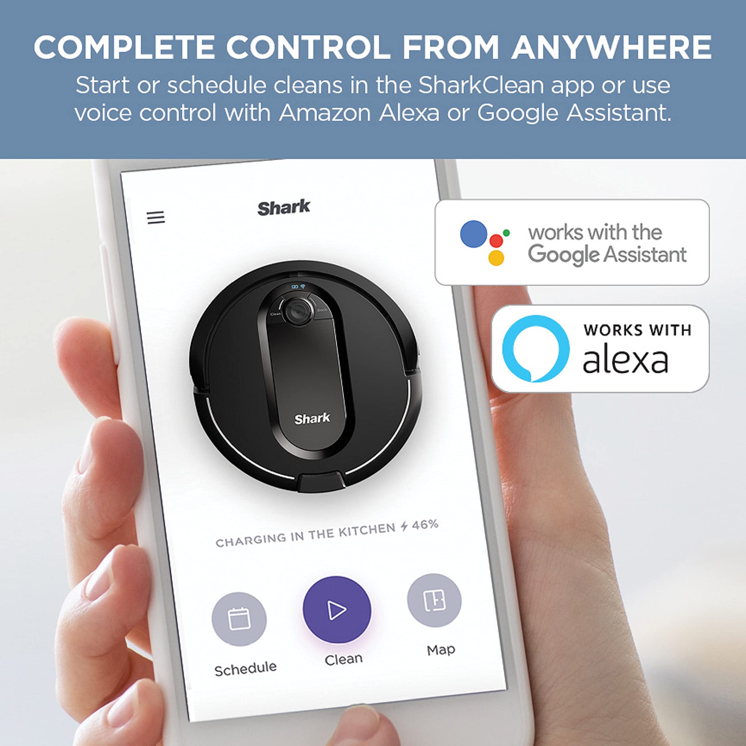 Shark Robot Vacuum & Mop Combo, PowerDetect NeverTouch Pro, Self-Emptying, Self-Refill with Self-Clean Pad Wash & Dry, 60-Day Debris Capacity, 30-Day Refill Tank, 5 Technologies, Black, AV2800ZEBK