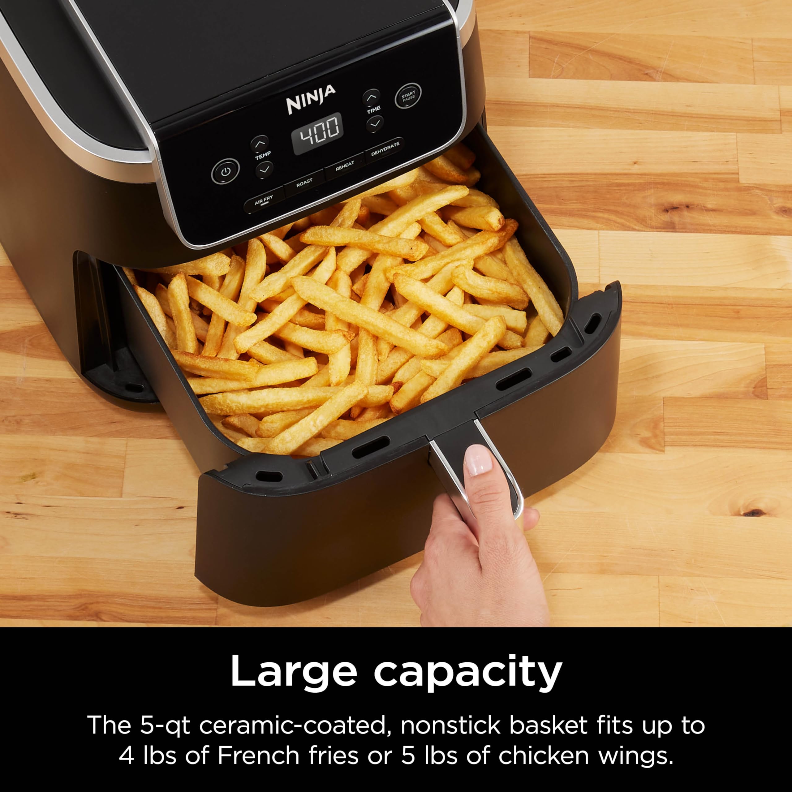 Ninja | Air Fryer Pro XL | 6.5QT Capacity fits up to 9lbs of Wings| 7-in-1 Max Crisp, Broil, Air Fry, Roast, Bake, Reheat & Dehydrate | Dishwasher Safe Parts | Space Saving | Grey | AF182AMZ