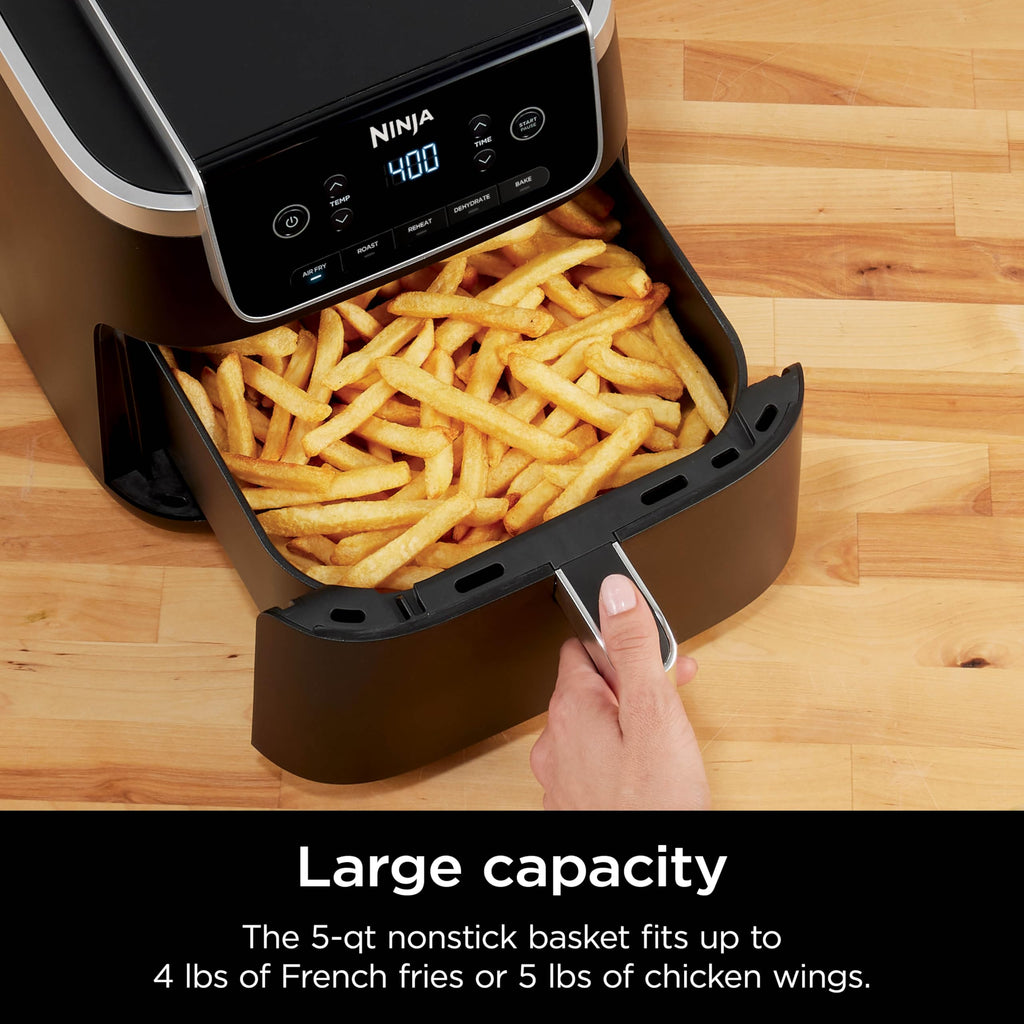 Ninja | Air Fryer Pro XL | 6.5QT Capacity fits up to 9lbs of Wings| 7-in-1 Max Crisp, Broil, Air Fry, Roast, Bake, Reheat & Dehydrate | Dishwasher Safe Parts | Space Saving | Grey | AF182AMZ