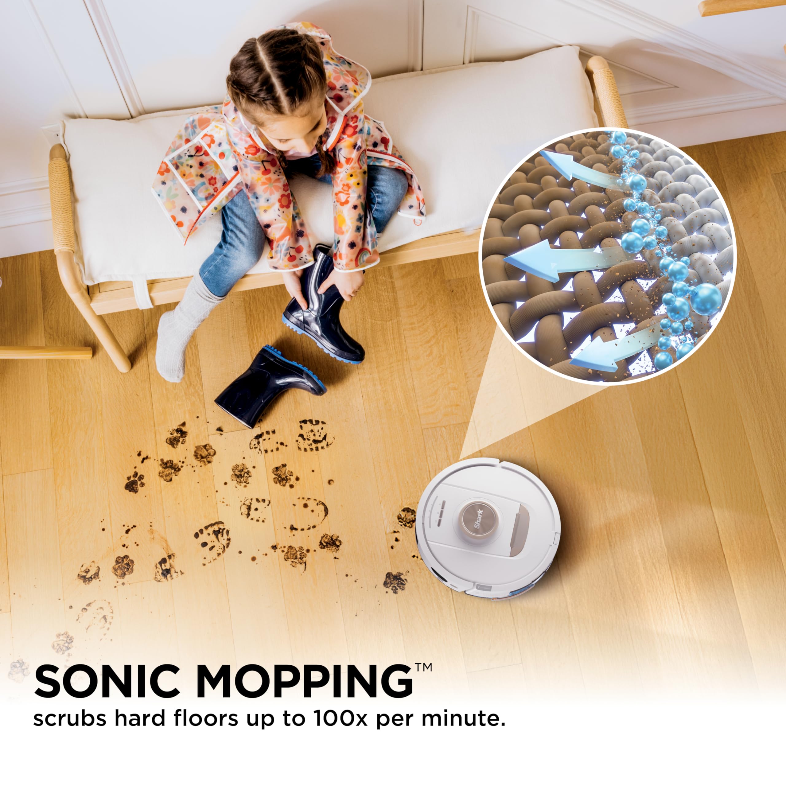 Shark Robot Vacuum & Mop Combo, Powerful Suction, Matrix Plus, 60-Day Debris Capacity, HEPA Bagless Self Empty Base, Sonic Mopping, Home Mapping for Pet Hair - Carpets & Hardfloor, AV2610WA