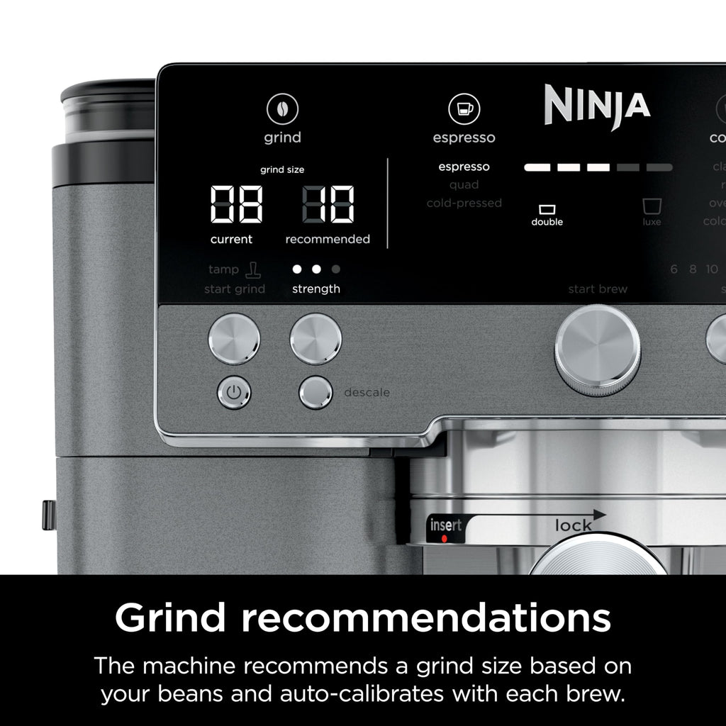 Ninja Luxe Café 3-in-1 Espresso, Drip Coffee and Cold Brew Machine | Intergrated Coffee Grinder, Milk Frother, Assisted Tamper & Built-In Espresso Accessory Storage | Stainless Steel | ES601
