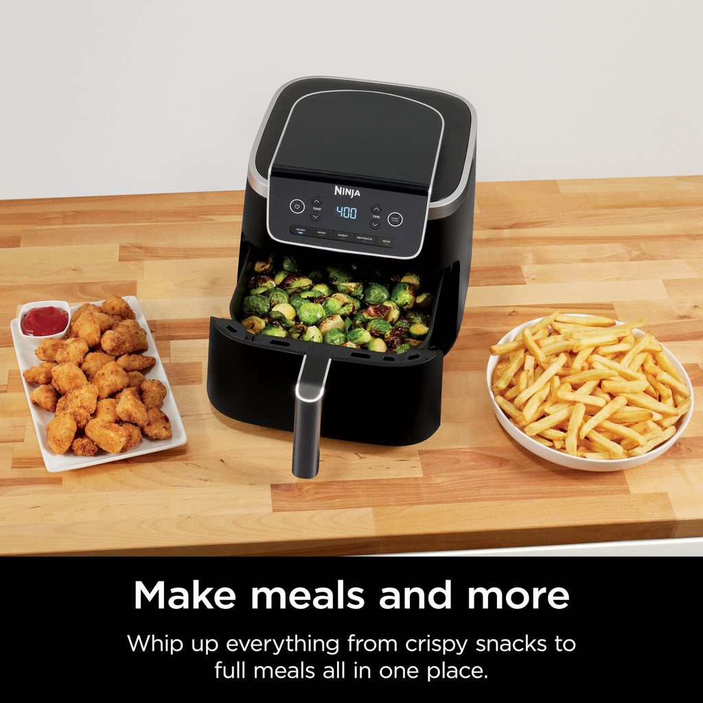 Ninja | Air Fryer Pro XL | 6.5QT Capacity fits up to 9lbs of Wings| 7-in-1 Max Crisp, Broil, Air Fry, Roast, Bake, Reheat & Dehydrate | Dishwasher Safe Parts | Space Saving | Grey | AF182AMZ
