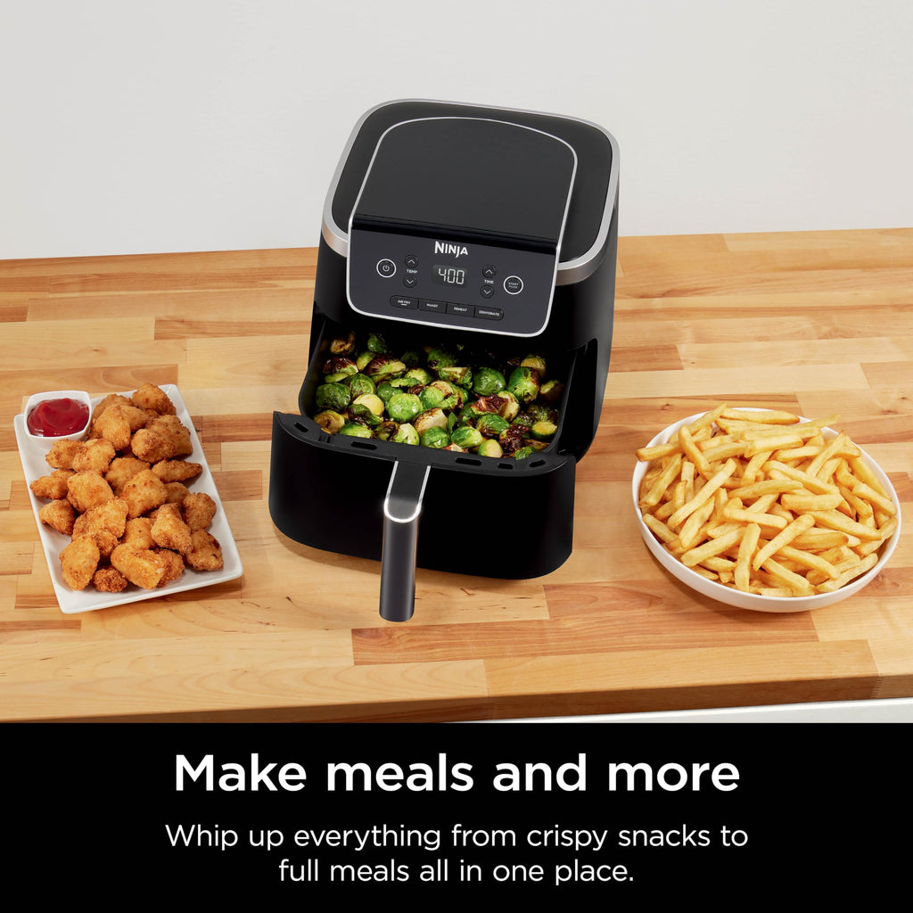 Ninja | Air Fryer Pro XL | 6.5QT Capacity fits up to 9lbs of Wings| 7-in-1 Max Crisp, Broil, Air Fry, Roast, Bake, Reheat & Dehydrate | Dishwasher Safe Parts | Space Saving | Grey | AF182AMZ