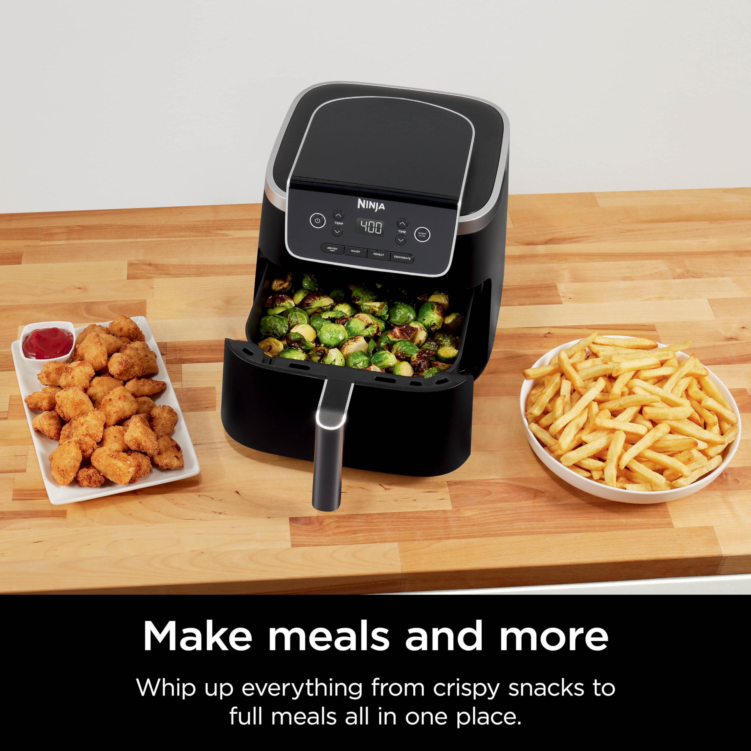 Ninja | Air Fryer Pro XL | 6.5QT Capacity fits up to 9lbs of Wings| 7-in-1 Max Crisp, Broil, Air Fry, Roast, Bake, Reheat & Dehydrate | Dishwasher Safe Parts | Space Saving | Grey | AF182AMZ