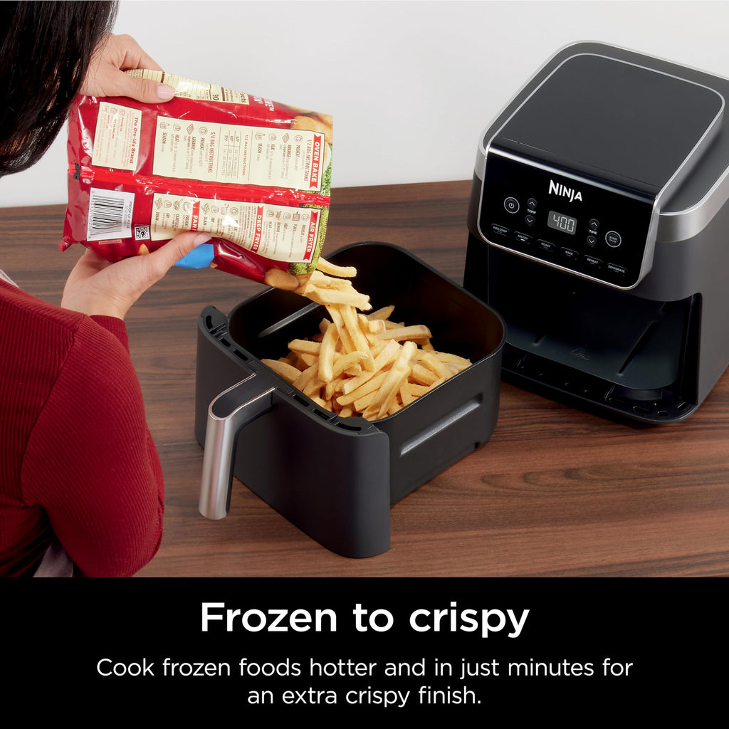 Ninja | Air Fryer Pro XL | 6.5QT Capacity fits up to 9lbs of Wings| 7-in-1 Max Crisp, Broil, Air Fry, Roast, Bake, Reheat & Dehydrate | Dishwasher Safe Parts | Space Saving | Grey | AF182AMZ