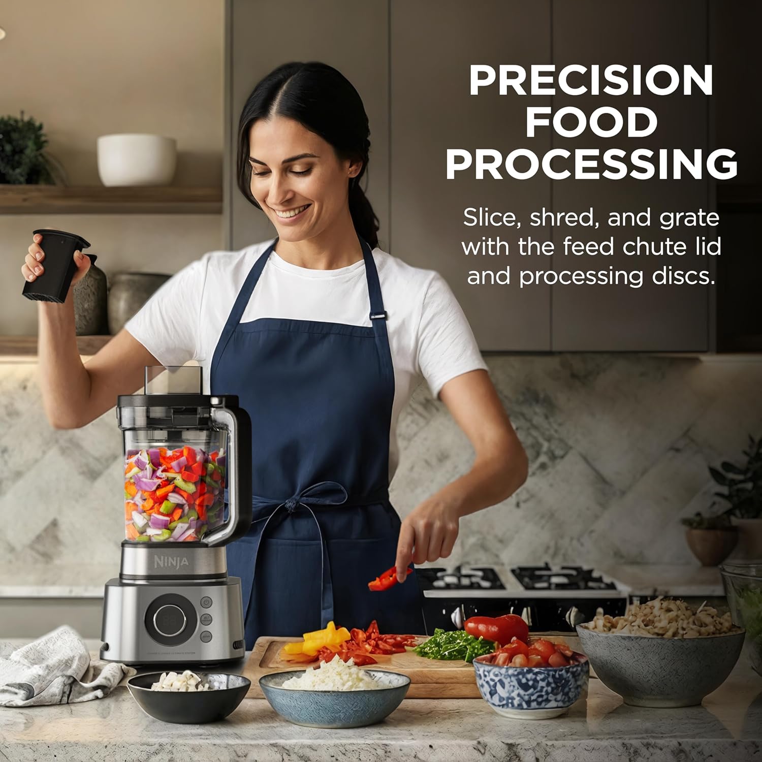 Ninja Blender & Food Processor Combo, Foodi Power Blender System for Smoothies, Bowls, Spreads & Shakes, 6 Functions, 72-oz Pitcher, To-Go Cups, Silver, SS401