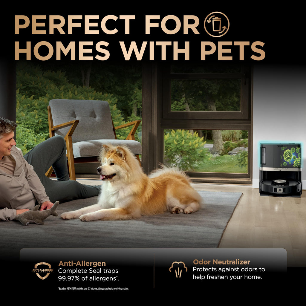 Shark Robot Vacuum & Mop Combo, PowerDetect NeverTouch Pro, Self-Emptying, Self-Refill with Self-Clean Pad Wash & Dry, 60-Day Debris Capacity, 30-Day Refill Tank, 5 Technologies, Black, AV2800ZEBK