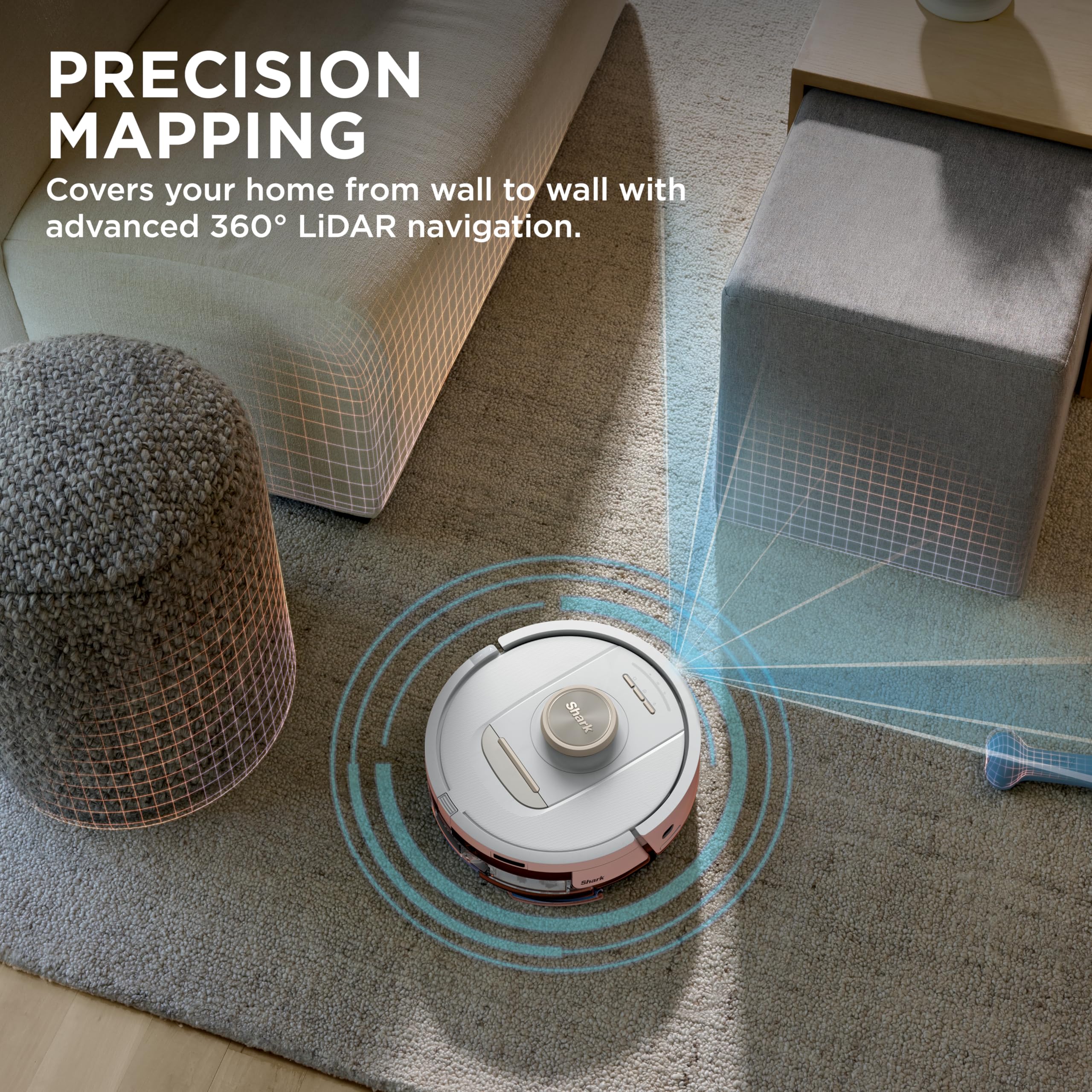 Shark Robot Vacuum & Mop Combo, Powerful Suction, Matrix Plus, 60-Day Debris Capacity, HEPA Bagless Self Empty Base, Sonic Mopping, Home Mapping for Pet Hair - Carpets & Hardfloor, AV2610WA