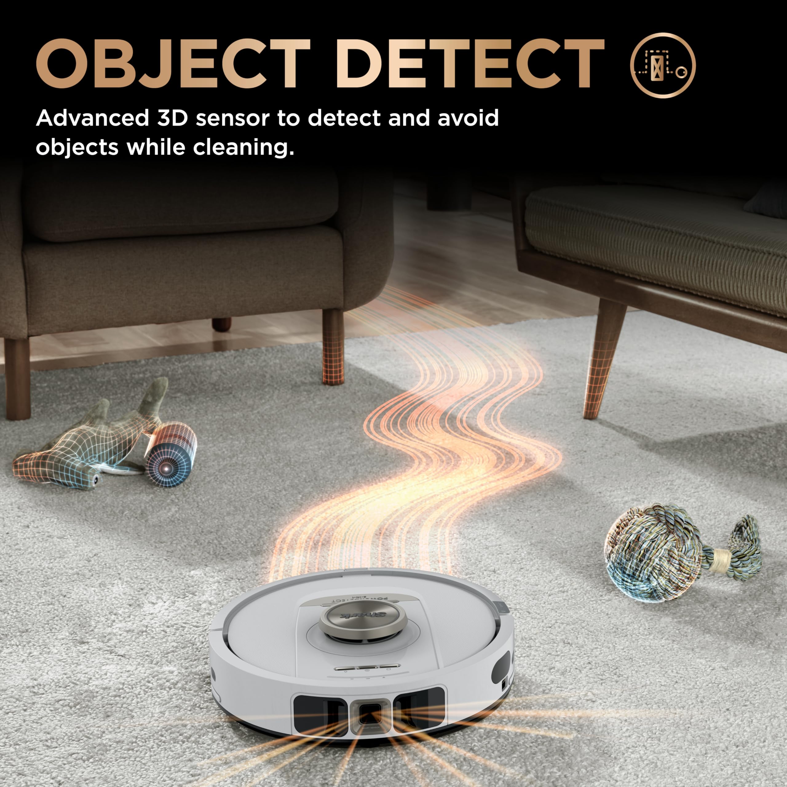 Shark Robot Vacuum & Mop Combo, PowerDetect NeverTouch Pro, Self-Emptying, Self-Refill with Self-Clean Pad Wash & Dry, 60-Day Debris Capacity, 30-Day Refill Tank, 5 Technologies, Black, AV2800ZEBK